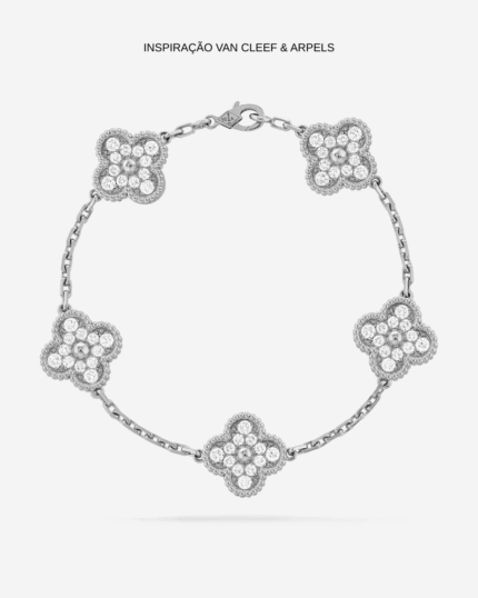 PULSEIRA 5 TREVOS VINTAGE EM ZIRCÔNIAS