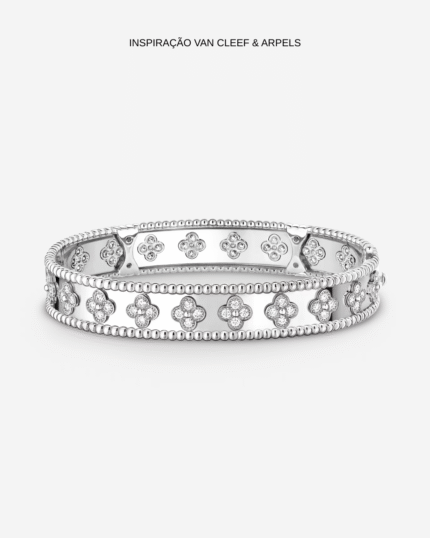 BRACELETE TREVOS EM ZIRCÔNIAS EM PRATA 925