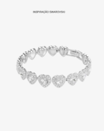 BRACELETE TENNIS CORAÇÕES REVESTIDO EM RÓDIO