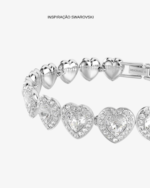 BRACELETE TENNIS CORAÇÕES REVESTIDO EM RÓDIO - Imagem 3